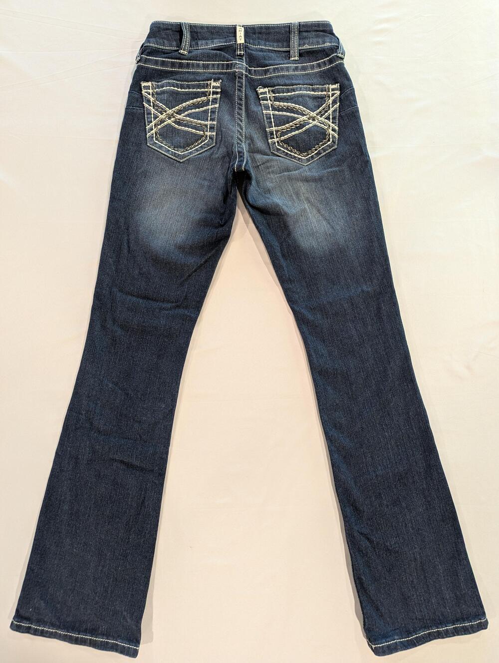 Ariat Jeans Womens 26L Blue Med Wash Mid Rise Bootcut Embroidered Distressed